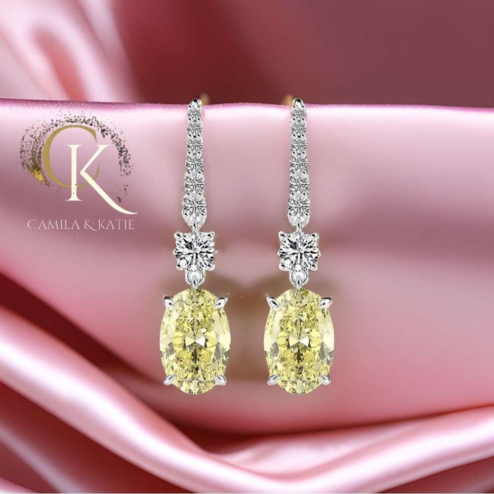 Fancy Yellow Lab Diamond Dangle Earrings